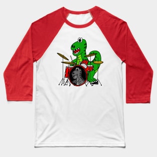 Dinosaur Drummer T-Rex Playing Drums Musician Baseball T-Shirt